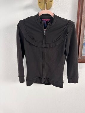 BCBGMaxAzria Black Zip Up Quarter Sleeve Sweater